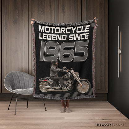 Customized Motorcycle Photo Blanket Gift for Dad Legend 1965