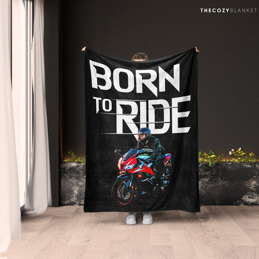 Customized Motorcycle Photo Blanket Born To Ride