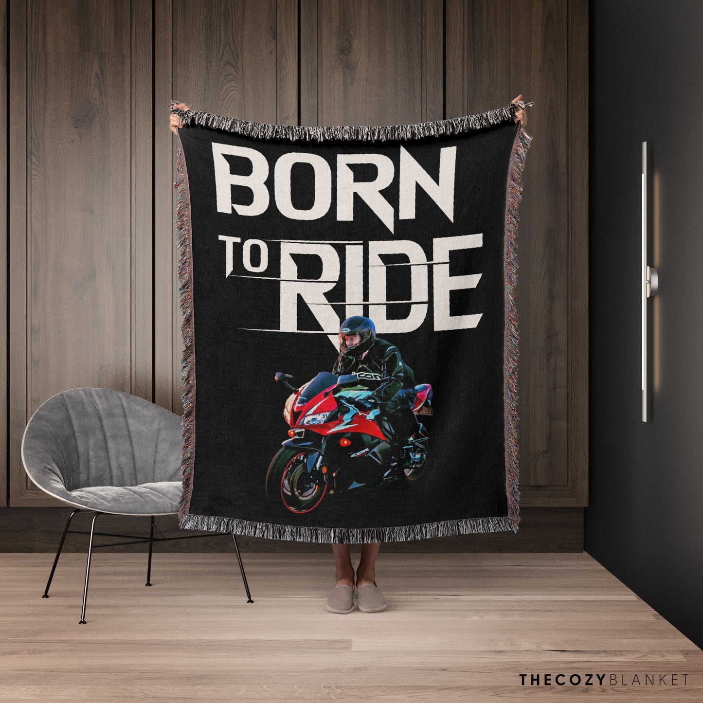 Customized Motorcycle Photo Blanket Born To Ride