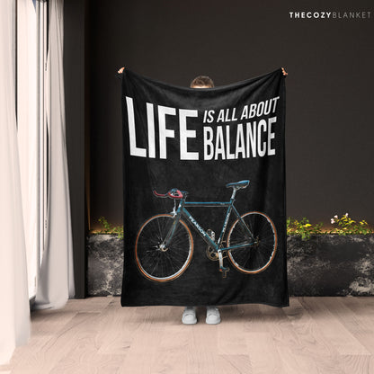 Customized Bicycle Photo Life Is All About Balance Blanket