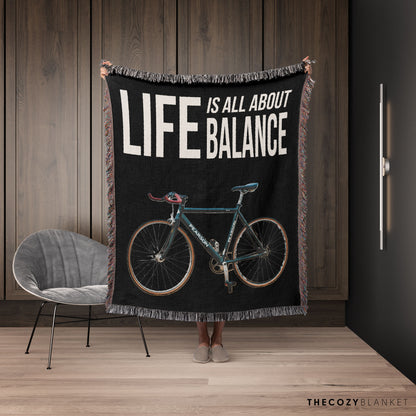 Customized Bicycle Photo Life Is All About Balance Blanket